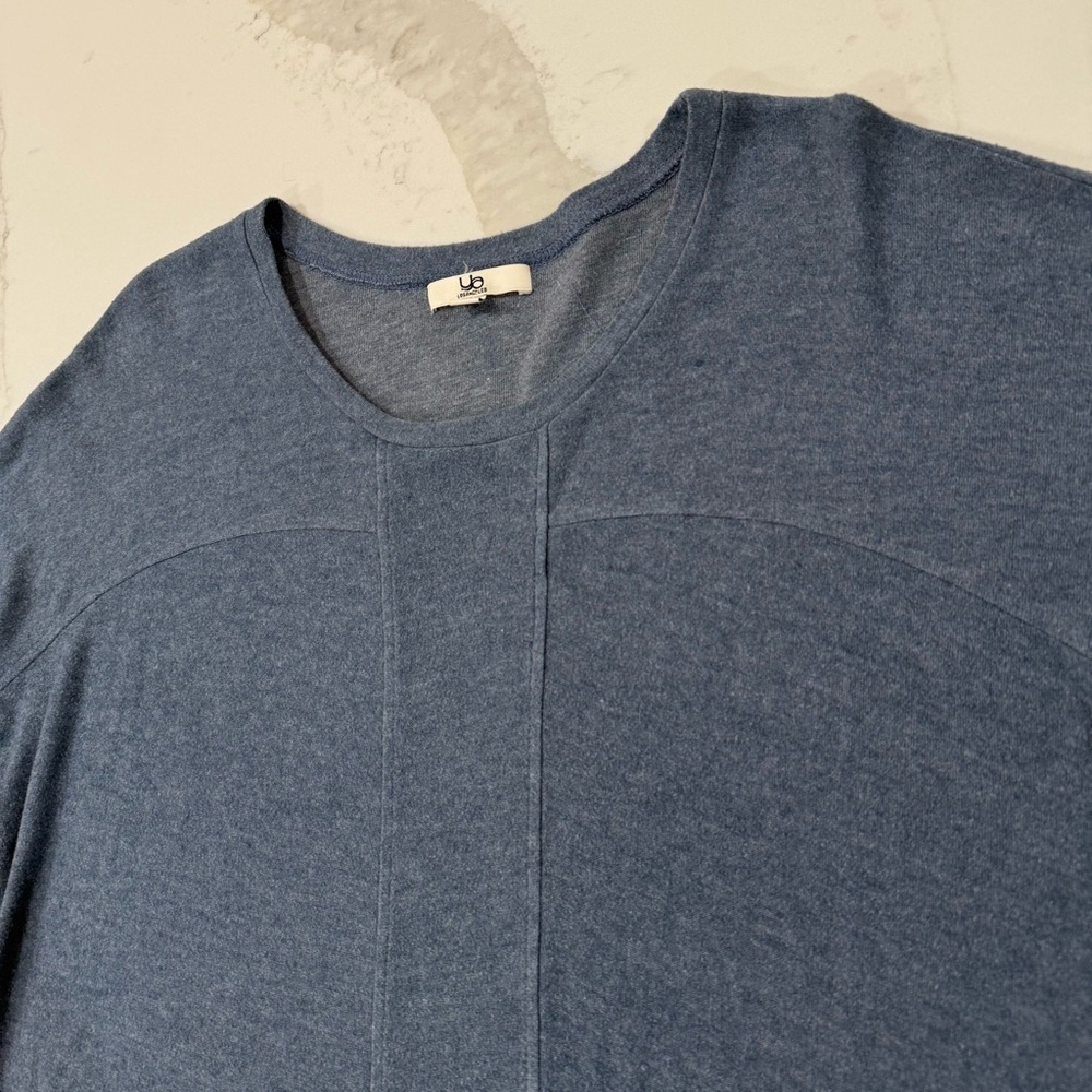 Ya Los Angeles Asymmetrical Round Hem Button Cuff Top Women’s Large Slate Blue - Picture 4 of 7